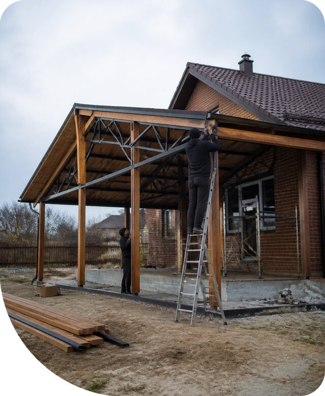 Пристройка навеса к дому и участку в Сосногорске под ключ
